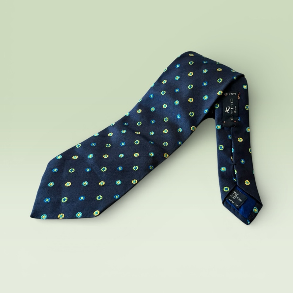 Etro Silk Blue Green Tie